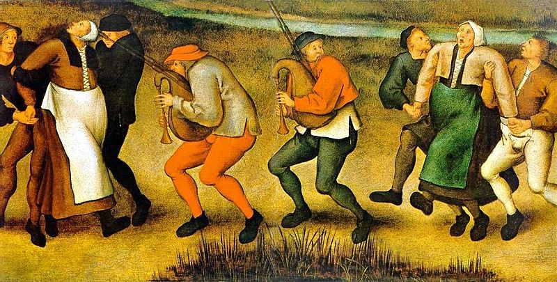 A depiction of dancing mania by Pieter Brueghel the Younger.