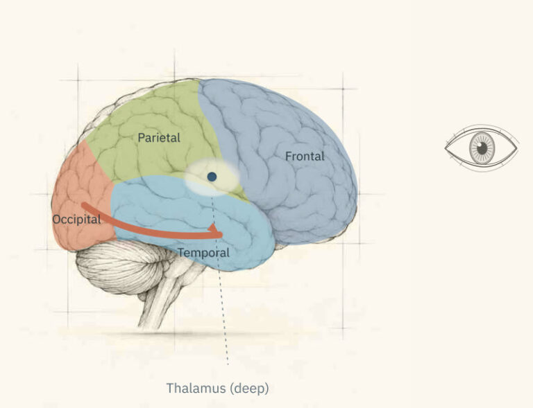 Occipital → temporal